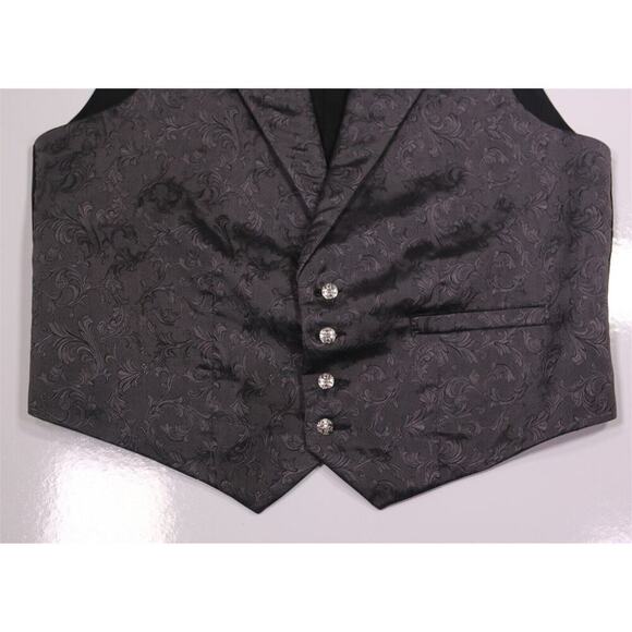 Carrot & Gibbs Silver Gray Paisley Silk Formal Wedding Prom Vest XL - Picture 3 of 5